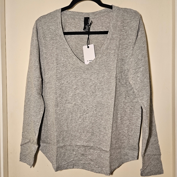 bobi Tops - Bobi long sleeve v-neck t-shirt Heather Grey NWT